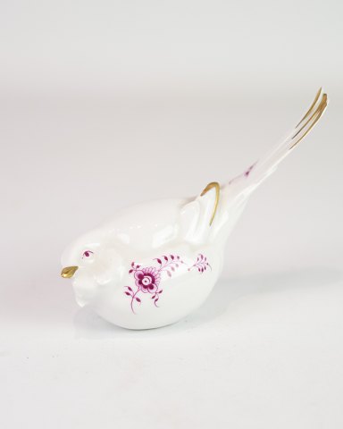 Fugl Optimisten - Blomstermotiv - Musselmalet Riflet - Næb & Vingespidser I Guld 
- Royal Copenhagen
Flot stand
