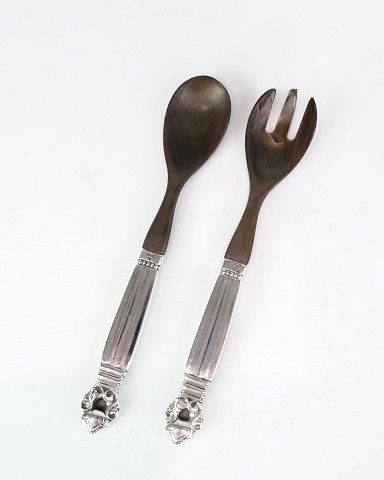 Salatsæt - Konge - Georg Jensen - Sølv & Horn - 18cm
