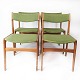 Set of four dining room chairs in teak and green upholstery, designed by Erik 
Buck from the 1960s. Produced at O.D møbler 
